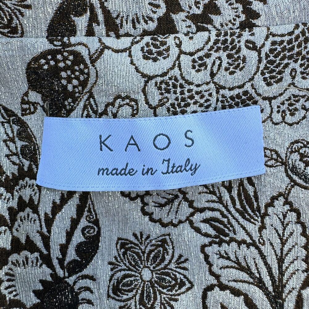 KAOS Italy Cream Brown Metallic Floral Brocade Mid Coat IT 48 US XL / 12 NWOT - Picture 8 of 9